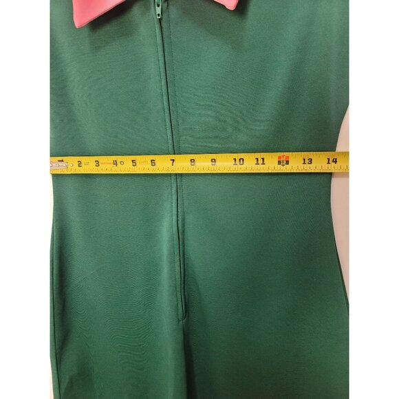 Smak Parlour Collection Retro-Inspired Green & Pink Sleeveless Dress Floral Acce - Picture 8 of 10